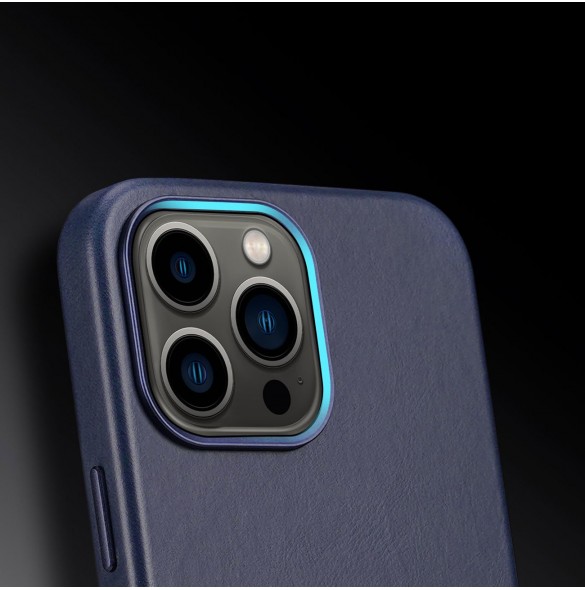 Dux Ducis Naples fodral för iPhone 13 Pro Max läderfodral (MagSafe-kompatibelt) blått