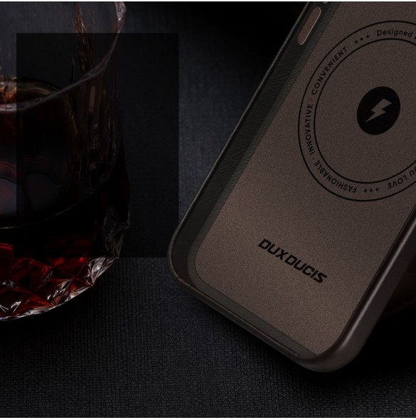 Dux Ducis Naples Fodral för iPhone 13 Pro Max Läderfodral (MagSafe-kompatibelt) Mörkbrun
