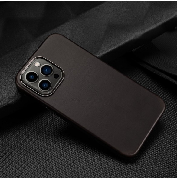Dux Ducis Naples Fodral för iPhone 13 Pro Max Läderfodral (MagSafe-kompatibelt) Mörkbrun