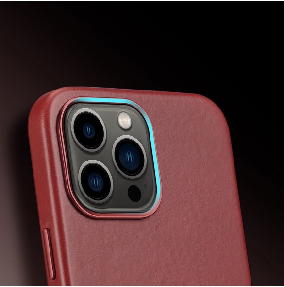 Dux Ducis Naples fodral för iPhone 13 Pro Max läderfodral (MagSafe-kompatibelt) rött