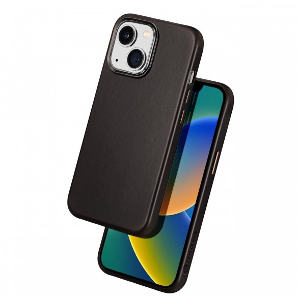 Dux Ducis Naples fodral för iPhone 14 Plus läderfodral (MagSafe-kompatibelt) mörkbrunt
