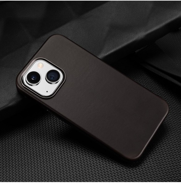 Dux Ducis Naples fodral för iPhone 14 Plus läderfodral (MagSafe-kompatibelt) mörkbrunt