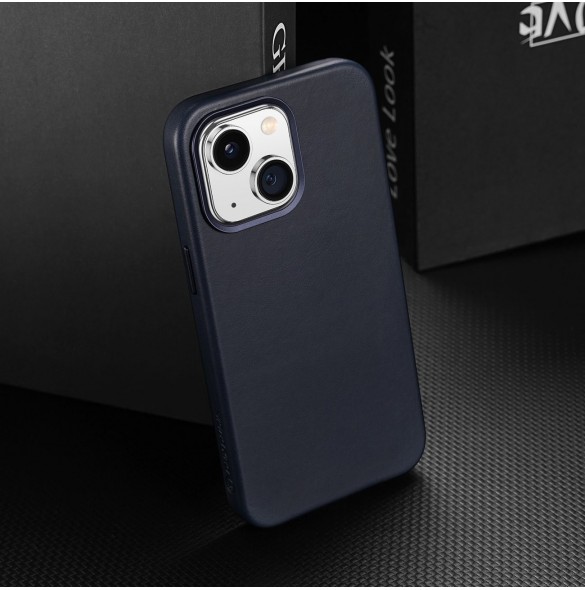 Dux Ducis Naples fodral för iPhone 14 Plus magnetiskt läderfodral MagSafe blå