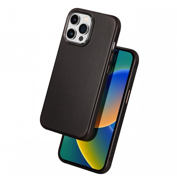 Dux Ducis Naples fodral för iPhone 14 Pro läderfodral (MagSafe-kompatibelt) mörkbrunt
