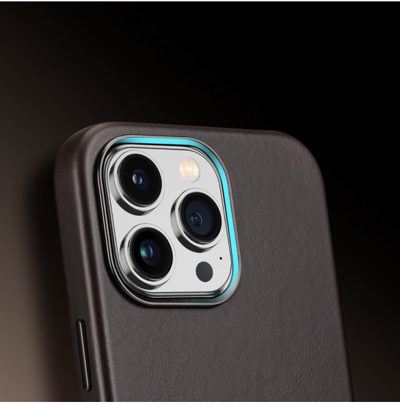 Dux Ducis Naples fodral för iPhone 14 Pro läderfodral (MagSafe-kompatibelt) mörkbrunt