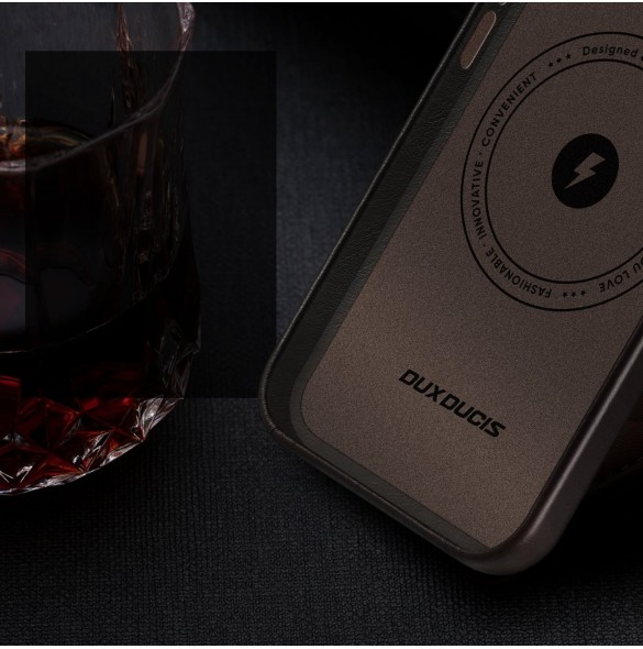 Dux Ducis Naples fodral för iPhone 14 Pro läderfodral (MagSafe-kompatibelt) mörkbrunt