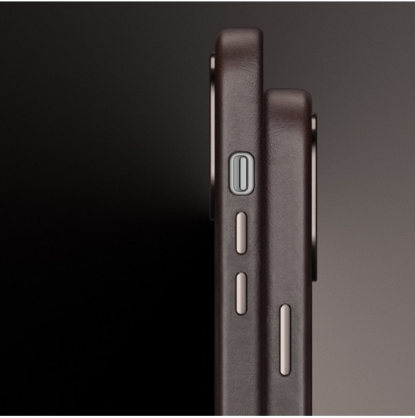 Dux Ducis Naples fodral för iPhone 14 Pro läderfodral (MagSafe-kompatibelt) mörkbrunt