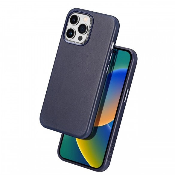 Dux Ducis Naples fodral för iPhone 14 Pro magnetiskt läderfodral MagSafe blå