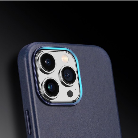 Dux Ducis Naples fodral för iPhone 14 Pro magnetiskt läderfodral MagSafe blå