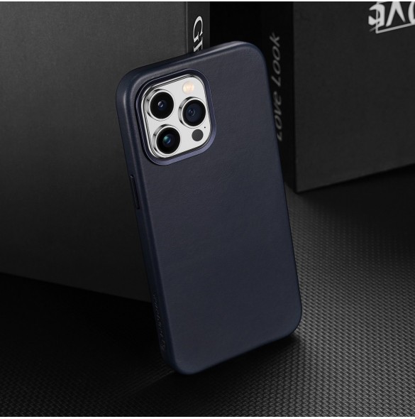 Dux Ducis Naples fodral till iPhone 14 Pro Max magnetiskt läderfodral MagSafe blå