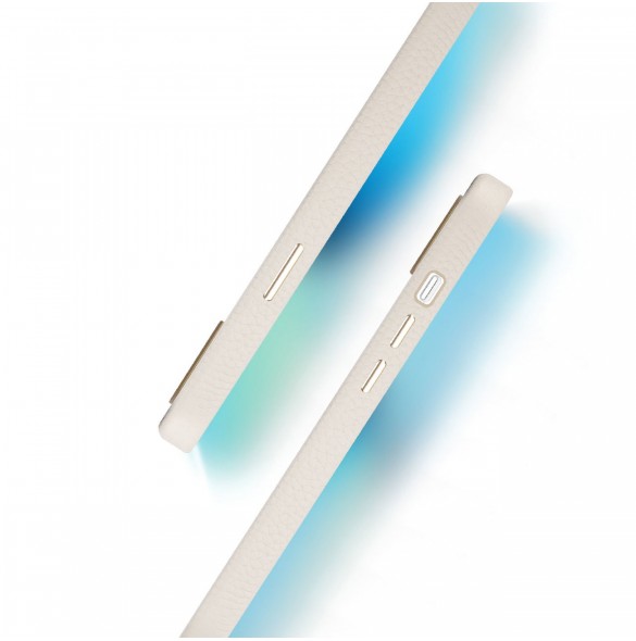 Dux Ducis Roma läderfodral för iPhone 13 elegant skal tillverkat av äkta läder vitt