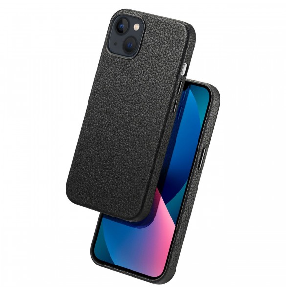 Dux Ducis Roma läderfodral för iPhone 13 elegant svart fodral i äkta läder
