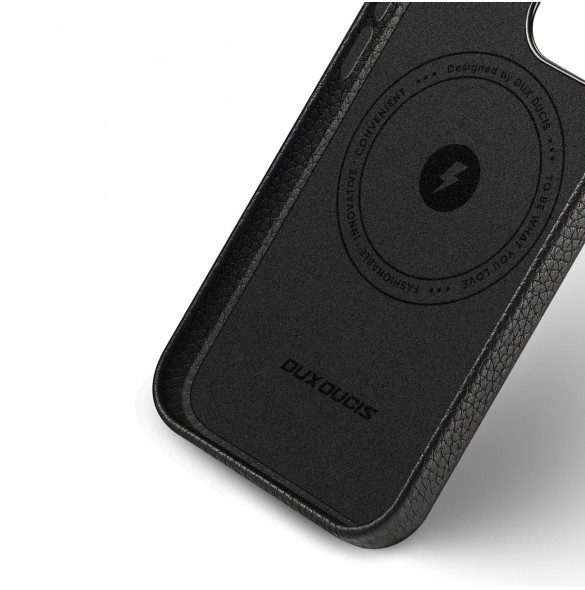Dux Ducis Roma läderfodral för iPhone 13 elegant svart fodral i äkta läder