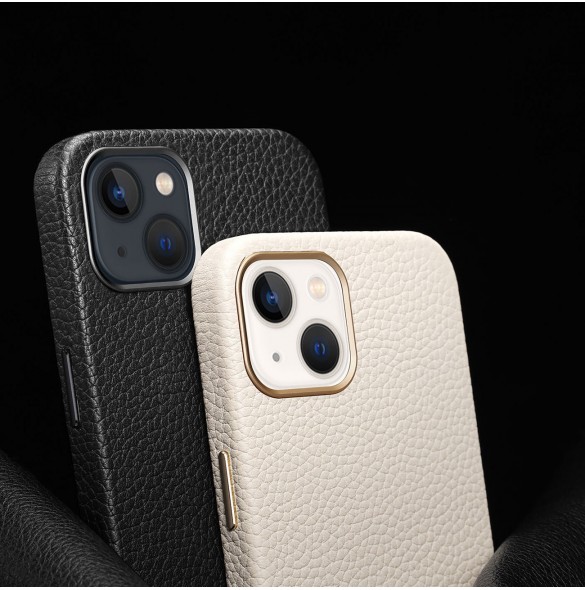 Dux Ducis Roma läderfodral för iPhone 13 elegant svart fodral i äkta läder