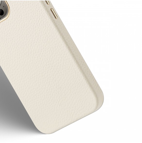 Dux Ducis Roma läderfodral för iPhone 13 Pro elegant skal tillverkat av äkta läder vitt