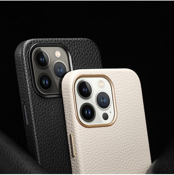 Dux Ducis Roma läderfodral för iPhone 13 Pro elegant skal tillverkat av äkta läder vitt