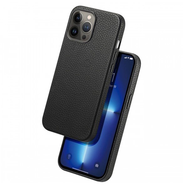 Dux Ducis Roma läderfodral för iPhone 13 Pro Max elegant svart fodral i äkta läder