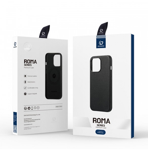 Dux Ducis Roma läderfodral för iPhone 13 Pro Max elegant svart fodral i äkta läder
