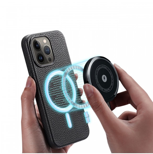 Dux Ducis Roma läderfodral för iPhone 13 Pro Max elegant svart fodral i äkta läder