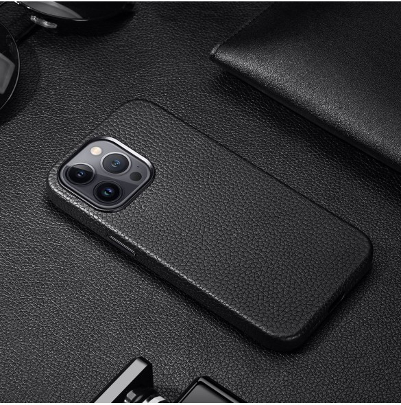 Dux Ducis Roma läderfodral för iPhone 13 Pro Max elegant svart fodral i äkta läder