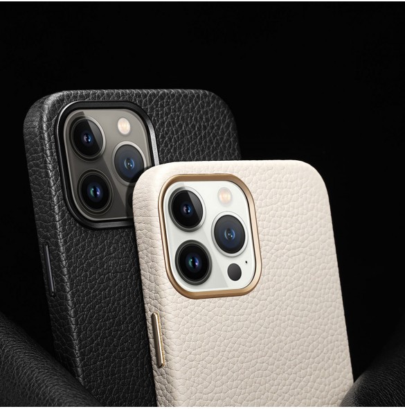 Dux Ducis Roma läderfodral till iPhone 13 Pro Max elegant äkta läderfodral vitt