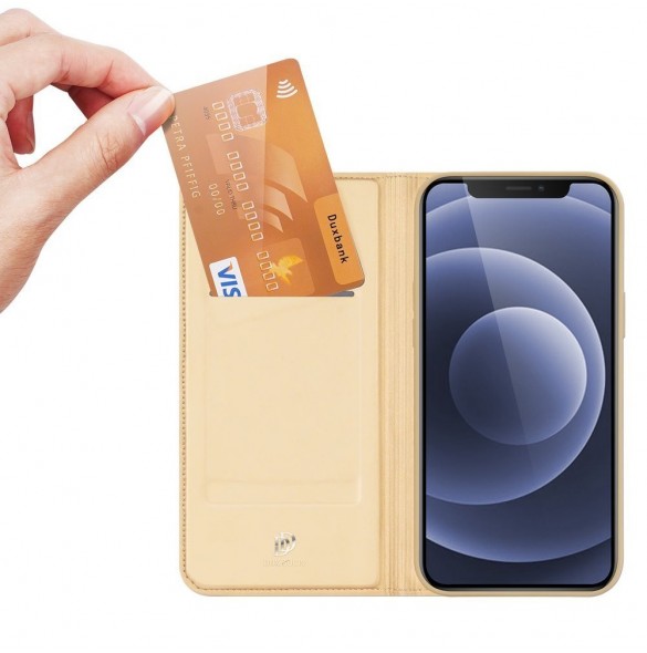 Dux Ducis Skin Pro Bokhylla typ fodral för iPhone 13 golden