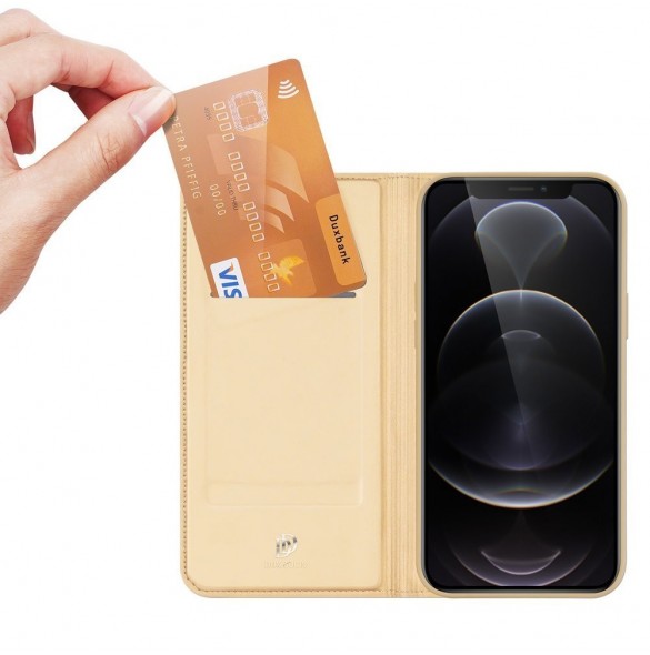 Dux Ducis Skin Pro Bokhylla typ fodral för iPhone 13 Pro golden