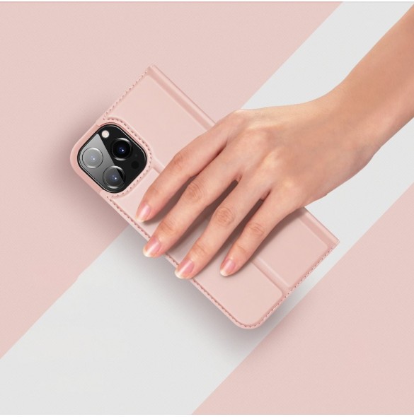 Dux Ducis Skin Pro Bokhylla typ fodral för iPhone 13 Pro Max rosa