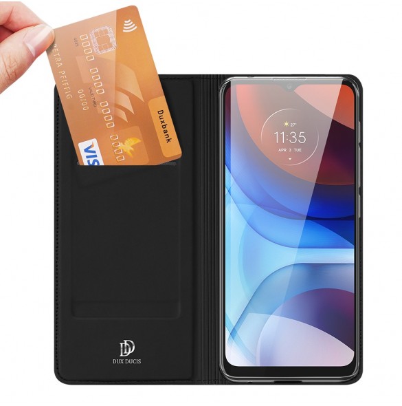 Dux Ducis Skin Pro Bokhylla typ väska för Motorola Moto E7 Power svart