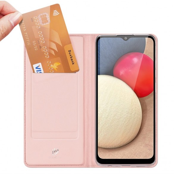 DUX DUCIS Skin Pro Bokhylla typ fodral för Samsung Galaxy A02s EU rosa