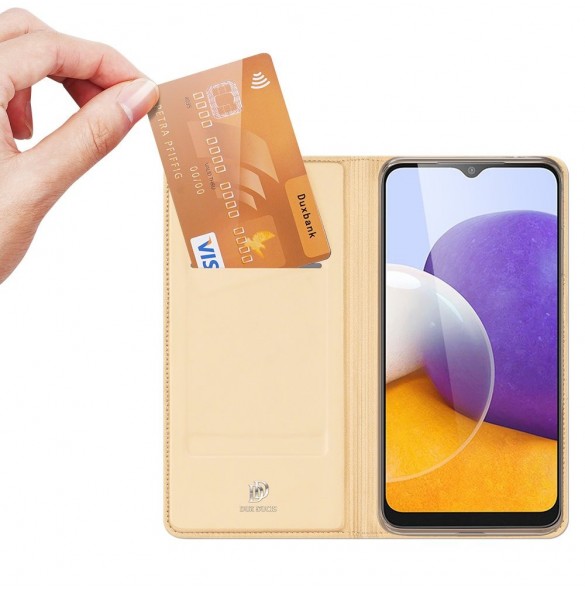 Dux Ducis Skin Pro Bokhylla typ fodral till Samsung Galaxy A22 4G gyllene