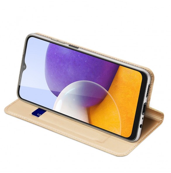 Dux Ducis Skin Pro Bokhylla typ fodral till Samsung Galaxy A22 4G gyllene