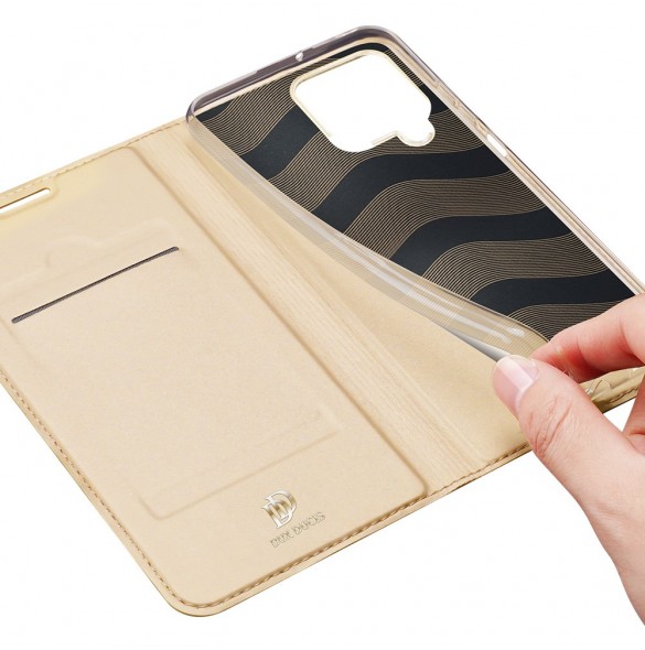 Dux Ducis Skin Pro Bokhylla typ fodral till Samsung Galaxy A22 4G gyllene
