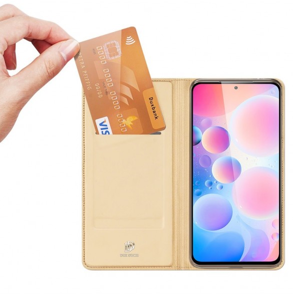 Dux Ducis Skin Pro Bokhylla typ fodral för Xiaomi Redmi K40 Pro+ / K40 Pro / K40 / Poco F3 golden