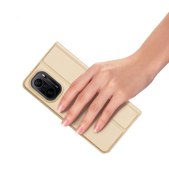 Dux Ducis Skin Pro Bokhylla typ fodral för Xiaomi Redmi K40 Pro+ / K40 Pro / K40 / Poco F3 golden