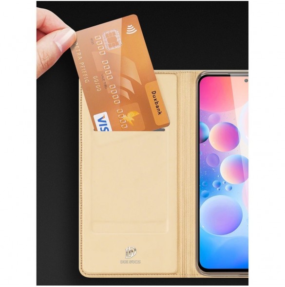 Dux Ducis Skin Pro Bokhylla typ fodral för Xiaomi Redmi K40 Pro+ / K40 Pro / K40 / Poco F3 golden