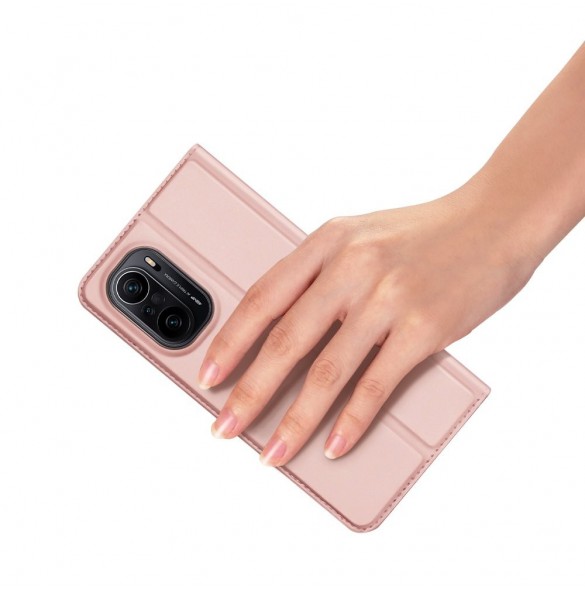 Dux Ducis Skin Pro Bokhylla typ fodral för Xiaomi Redmi K40 Pro+ / K40 Pro / K40 / Poco F3 rosa