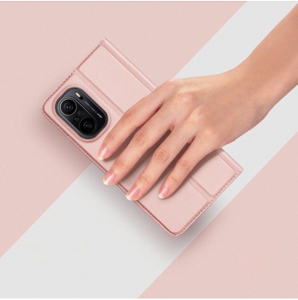 Dux Ducis Skin Pro Bokhylla typ fodral för Xiaomi Redmi K40 Pro+ / K40 Pro / K40 / Poco F3 rosa