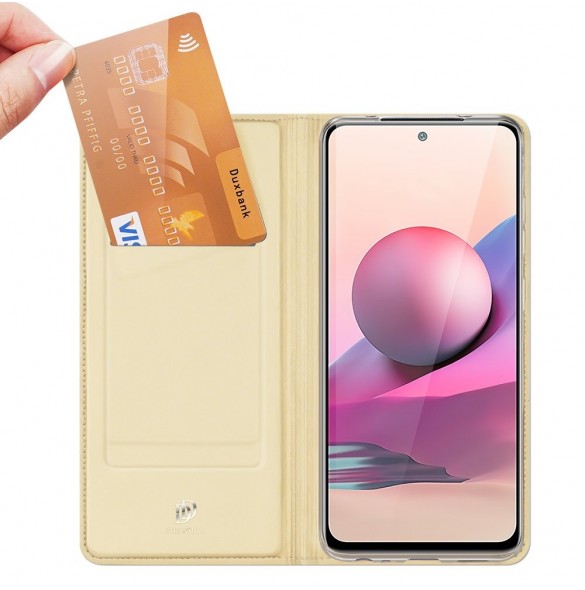 DUX DUCIS Skin Pro Bokhylla typ fodral för Xiaomi Redmi Note 10 / Redmi Note 10S golden