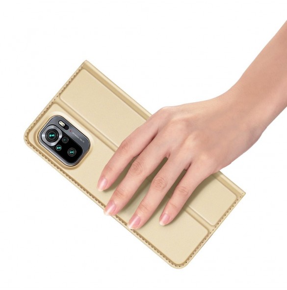 DUX DUCIS Skin Pro Bokhylla typ fodral för Xiaomi Redmi Note 10 / Redmi Note 10S golden