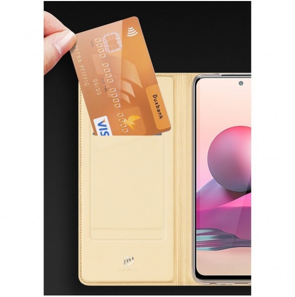 DUX DUCIS Skin Pro Bokhylla typ fodral för Xiaomi Redmi Note 10 / Redmi Note 10S golden