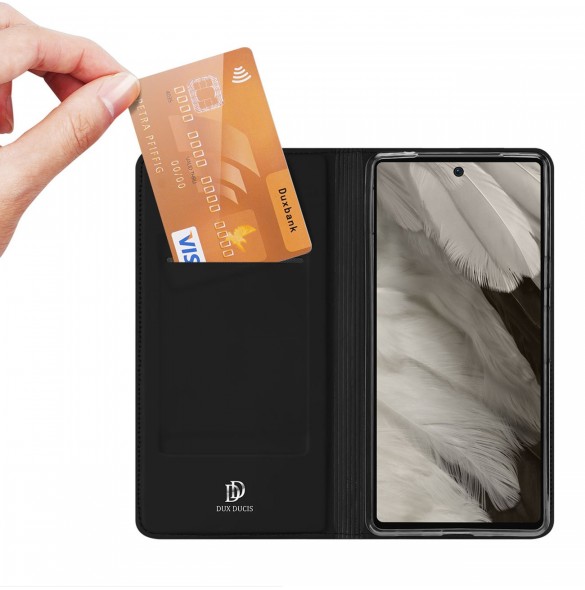 Dux Ducis Skin Pro-fodral för Google Pixel 7a Flip Card-plånboksställ Svart