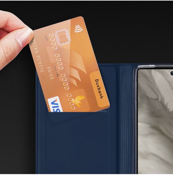 Dux Ducis Skin Pro-fodral för Google Pixel 7a Flip Card-plånboksställ Svart
