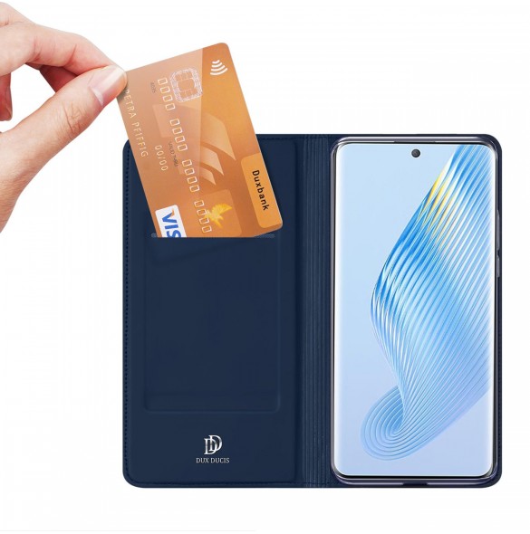 Dux Ducis Skin Pro-fodral för Honor Magic5 Flip Card-plånboksställ Blå