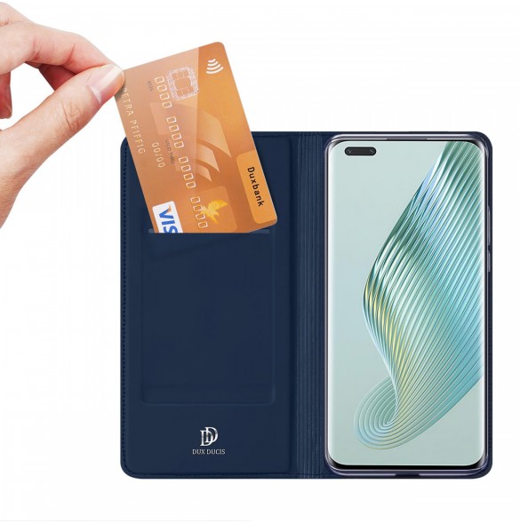 Dux Ducis Skin Pro-fodral för Honor Magic5 Pro Flip Card-plånboksställ Blå