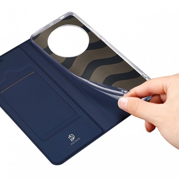 Dux Ducis Skin Pro-fodral för Honor Magic5 Pro Flip Card-plånboksställ Blå