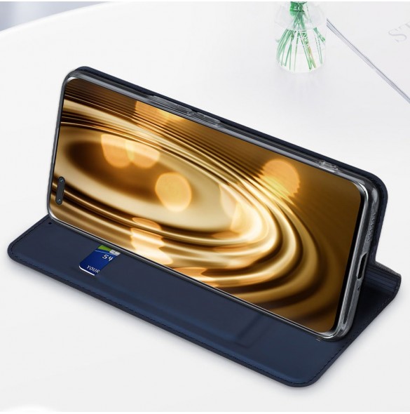 Dux Ducis Skin Pro-fodral för Honor Magic5 Pro Flip Card-plånboksställ Blå