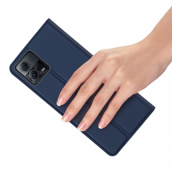 Dux Ducis Skin Pro-fodral för Motorola Edge 30 Fusion flip-fodral kort plånboksställ blå