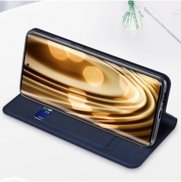 Dux Ducis Skin Pro-fodral för Motorola Edge 30 Fusion flip-fodral kort plånboksställ blå