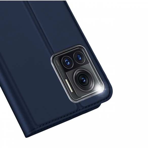Dux Ducis Skin Pro-fodral för Motorola Edge 30 Ultra flip-fodral kortplånboksställ blå